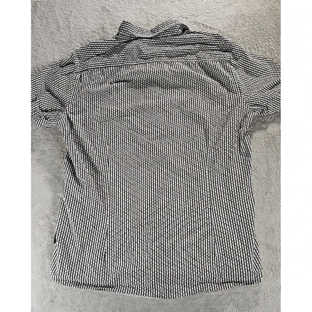 Kenneth Cole Reaction Mens Short Sleeve Button Down Shirt Black White Check M